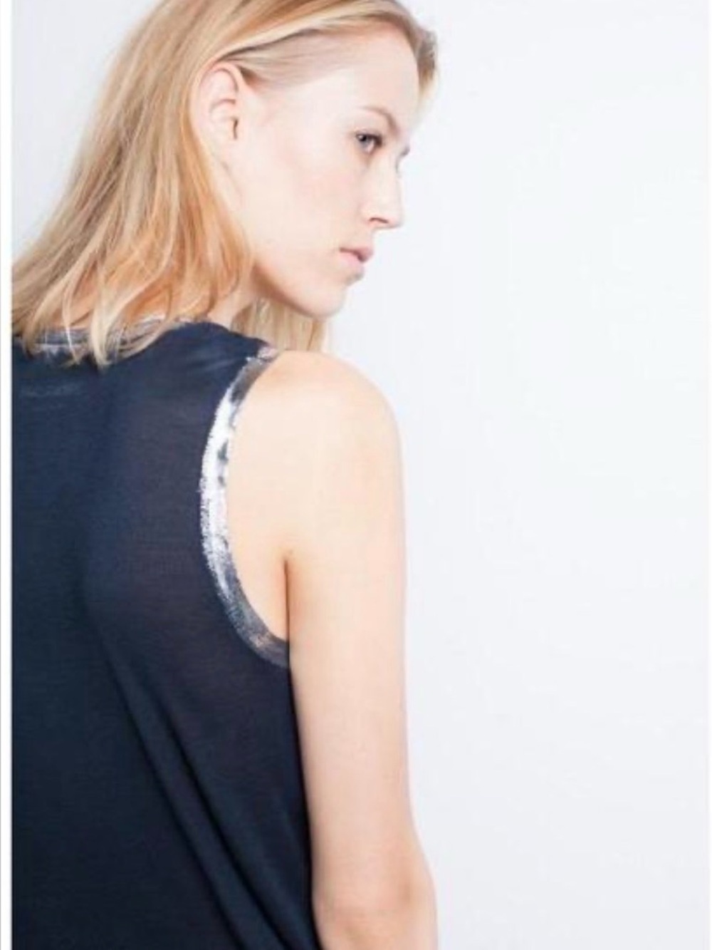 Zadig & Voltaire Tam Foil Navy Lightweight Tank Top Small NWOT - Picture 2 of 7